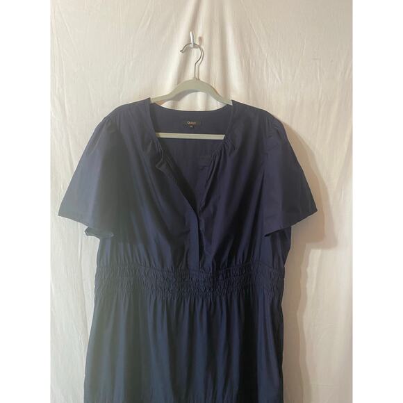 Quince 100% Organic Cotton Poplin Tiered Maxi Dress Navy Blue 3X - Picture 3 of 9